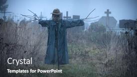  Presentation with alone - Audience pleasing presentation design consisting of terrible-scarecrow-in-dark-cloak backdrop and a dark gray colored foreground