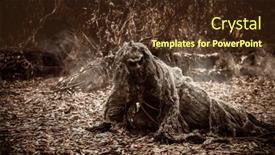  Presentation with horror evil - PPT theme consisting of terrible-scarecrow-with-a-canvas background and a tawny brown colored foreground