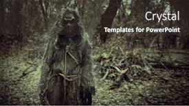  Presentation with horror evil - Slide set featuring terrible-scarecrow-with-a-canvas background and a dark gray colored foreground