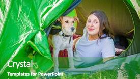  Presentation with camping - Cool new slides with terrier dog in the mountain backdrop and a  colored foreground