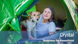  Presentation with camping - Beautiful presentation featuring terrier dog in the mountain backdrop and a  colored foreground