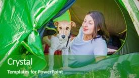  Presentation with cute cat and dog - Colorful PPT theme enhanced with terrier dog in the mountain backdrop and a  colored foreground