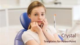  Presentation with work in clinic dental surgery - Cool new slide deck with terrified patient girl at dental backdrop and a lemonade colored foreground