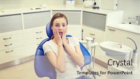  Presentation with dental office - Theme featuring terrified patient girl at dental background and a lemonade colored foreground