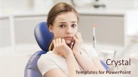  Presentation with dental office - Slide set enhanced with terrified patient girl at dental background and a lemonade colored foreground