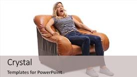  Presentation with man watching woman preparing vegetables - PPT theme enhanced with terrified young woman watching something background and a light gray colored foreground