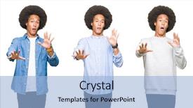  Presentation with afro hair salon - Slide set consisting of terrifying - collage of young man background and a light blue colored foreground