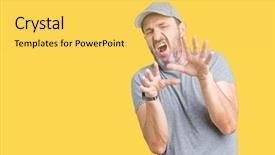  Presentation with panic - Presentation design consisting of terrifying - handsome middle age hoary senior background and a yellow colored foreground