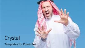  Presentation with arabic music arab man playing - Cool new PPT theme with terrifying - senior arab man wearing keffiyeh backdrop and a light blue colored foreground