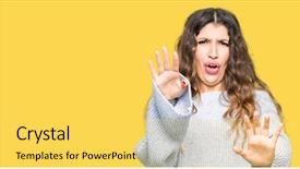  Presentation with winter - PPT theme featuring terrifying - young beautiful woman wearing winter background and a yellow colored foreground