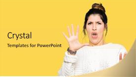  Presentation with young man and a woman - Slide deck having terrifying - young beautiful woman wearing winter background and a yellow colored foreground