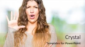  Presentation with winter - Slide set featuring terrifying - young beautiful woman wearing winter background and a coral colored foreground