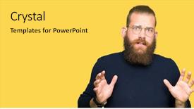  Presentation with glasses - Slide deck enhanced with terrifying - young blond man wearing glasses background and a yellow colored foreground