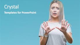  Presentation with woman praying over bible - PPT layouts with terrifying - young blonde woman over isolated background and a teal colored foreground