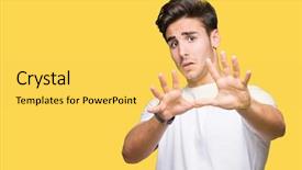  Presentation with young man wearing a hat - Slide set enhanced with terrifying - young handsome man wearing white background and a yellow colored foreground