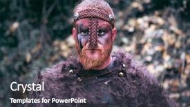  Presentation with sword - Cool new presentation design with terrifying viking with his ax backdrop and a dark gray colored foreground