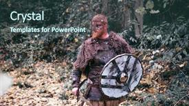  Presentation with sword - Presentation theme consisting of terrifying viking with his ax background and a tawny brown colored foreground