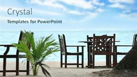  Presentation with cafe tropical - Audience pleasing PPT theme consisting of territory-of-beach-cafe backdrop and a cool aqua colored foreground