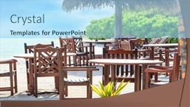  Presentation with cafe tropical - Amazing presentation theme having territory-of-beach-cafe backdrop and a light blue colored foreground