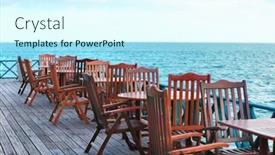  Presentation with cafe tropical - Audience pleasing presentation design consisting of territory-of-beach-cafe backdrop and a cool aqua colored foreground