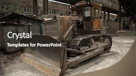  Presentation with bulldozer - Audience pleasing PPT layouts consisting of the territory of concrete backdrop and a tawny brown colored foreground
