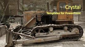  Presentation with bulldozer - Theme with the territory of concrete background and a tawny brown colored foreground