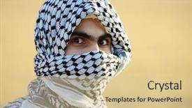  Presentation with arabic - Slide set featuring terrorist - arabic palestinian man background and a lemonade colored foreground