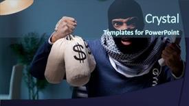  Presentation with money talks - Theme enhanced with terrorist asking for money ransom background and a ocean colored foreground