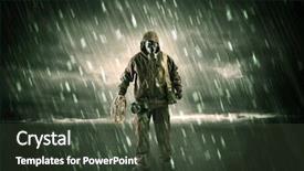  Presentation with weapons - Presentation theme having terrorist in a stormy space background and a tawny brown colored foreground