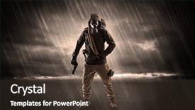  Presentation with gas - Cool new PPT theme with terrorist in a stormy space backdrop and a tawny brown colored foreground
