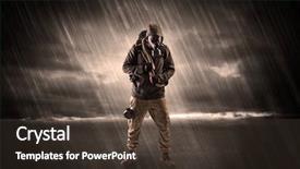  Presentation with weapons - Audience pleasing presentation theme consisting of terrorist in a stormy space backdrop and a tawny brown colored foreground