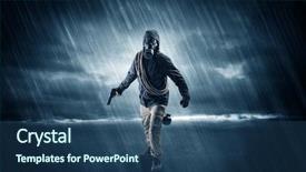  Presentation with gas - Beautiful slide set featuring terrorist in a stormy space backdrop and a ocean colored foreground