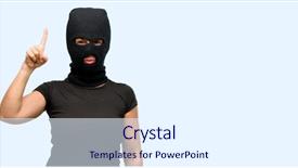  Presentation with pencils blue one yellow - Slide deck consisting of terrorist woman wearing balaclava ski background and a sky blue colored foreground
