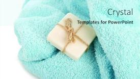  Presentation with soap - Amazing slides having terry towel with soap isolated on white backdrop and a arctic colored foreground