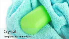  Presentation with soap - Cool new PPT theme with terry towel with soap isolated backdrop and a arctic colored foreground