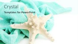  Presentation with starfish - Amazing presentation theme having terry towel with starfish isolated on white backdrop and a cool aqua colored foreground
