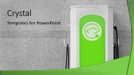  Presentation with electric car - Amazing slide deck having tesla - electric car charging station backdrop and a light gray colored foreground