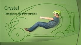  Presentation with electric car - Cool new PPT theme with tesla - man drives an eco friendy backdrop and a mint green colored foreground