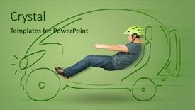  Presentation with electric car - Amazing slide set having tesla - man drives an eco friendy backdrop and a mint green colored foreground