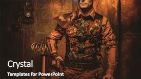  Presentation with steampunk - Presentation consisting of tesla - steampunk man with gun background and a wine colored foreground