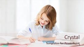  Presentation with children education - PPT theme featuring children taking test - education and school concept background and a  colored foreground