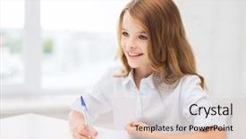  Presentation with children education - Cool new slide set with children taking test - education and school concept backdrop and a  colored foreground