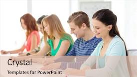  Presentation with school - Cool new presentation theme with taking test - education and school concept backdrop and a lemonade colored foreground