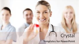  Presentation with medical mhealth healthcare concept - Amazing presentation theme having urin test - healthcare and medical concept backdrop and a lemonade colored foreground