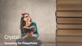  Presentation with reading - Presentation theme with test anxiety - young woman reading a book background and a  colored foreground