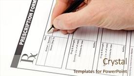  Presentation with feather as pen - PPT theme enhanced with test dog - hand with pen over blank background and a cream colored foreground