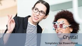  Presentation with eyesight - Theme featuring test for glasses in shop background and a light blue colored foreground