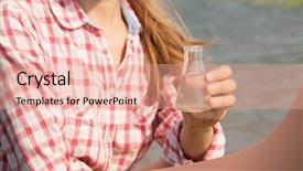  Presentation with water river - Theme having test hand holding a chemical background and a coral colored foreground