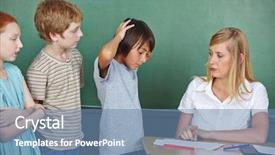  Presentation with student bad attitude - Presentation design consisting of test in elementary school background and a teal colored foreground