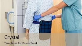  Presentation with apron - Amazing PPT theme having test lead - midsection of nurse adjusting apron backdrop and a coral colored foreground